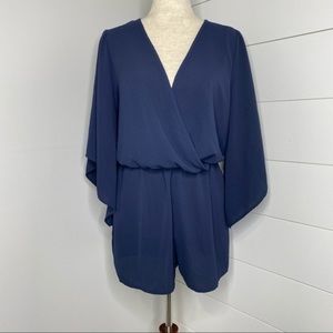 Charlotte Russe Surplice Romper Navy Blue Medium